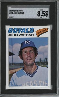 1977 Topps #218 John Wathan 9 card progressive proof.